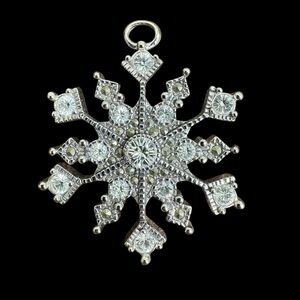 Large Silver Crystal Snowflake Pendant with Marcasite Nice!